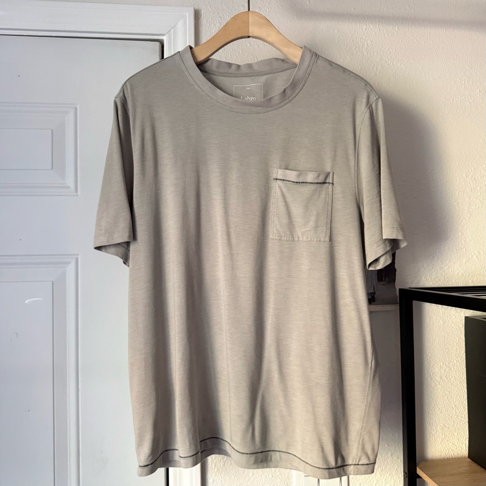 LAHGO Lunya grey pima cotton crew soft sleep pajama tee short sleeve t-shirt